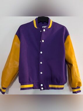 LSU Purple and Yellow Letterman Bomber Jacket